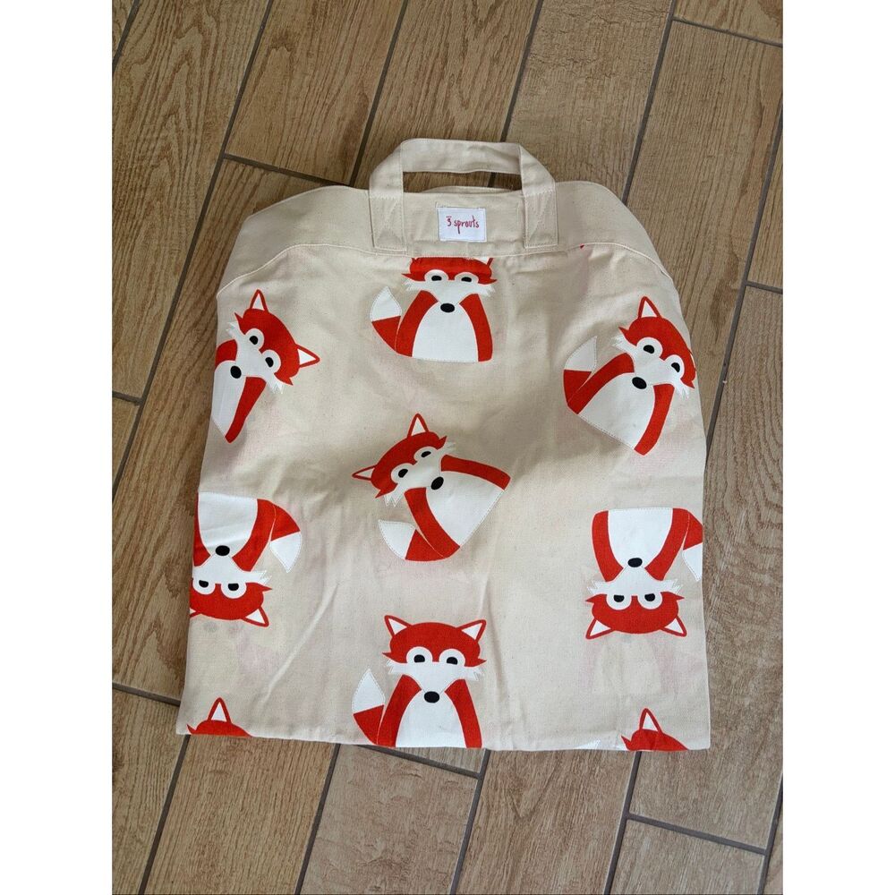 3 Sprouts Convertible Toy Storage Bag and Portable Play Mat Fox Pattern